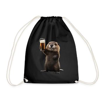 Biber Bier - Turnbeutel - Schwarz - Vorne