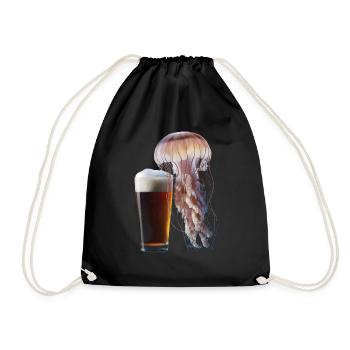 Quallen Bier - Turnbeutel - Schwarz - Vorne