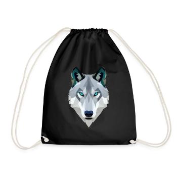 Majestic Wolf Portrait. Low Polygon - Drawstring Bag - black - Front