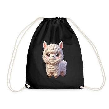 Alpaca 3 - Drawstring Bag - black - Front