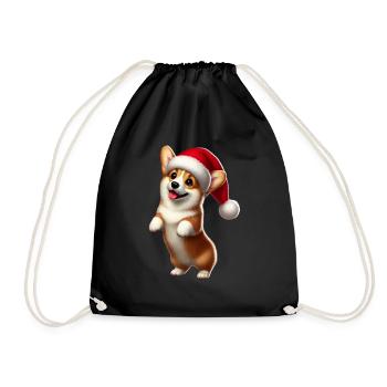 Christmas Corgi - Turnbeutel - Schwarz - Vorne