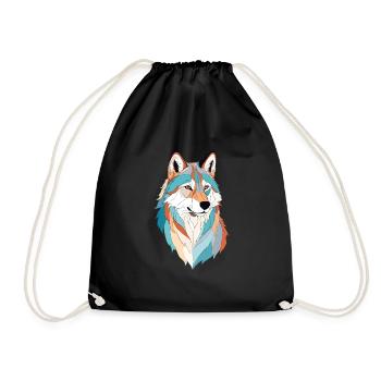 Wolf Vektor Kunst mit lebendiger Farbe Illustration - Turnbeutel - Schwarz - Vorne