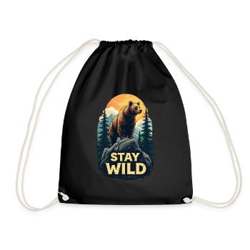 Ours Restez sauvage - Sac de sport léger - noir - Devant