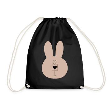 Lapin Lapin Dessin animé Petit Animal Mignon - Sac de sport léger - noir - Devant