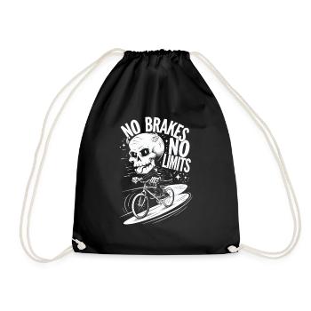 No Brakes No Limits Totenkopf Fahrrad - Turnbeutel - Schwarz - Vorne