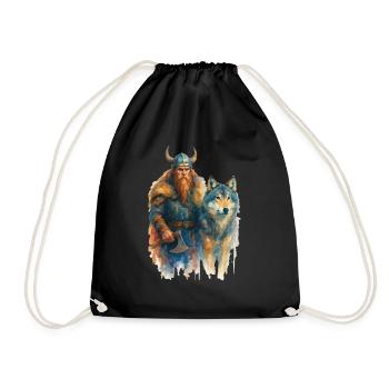 wikinger wolf - Turnbeutel - Schwarz - Vorne