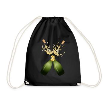 Two bottles of sparkling wine – for New Year's Eve & Party - Drawstring Bag - black - Front