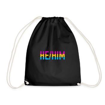 Queer He Him Pronomen LGBTQ Geschenk Pansexuell - Turnbeutel - Schwarz - Vorne