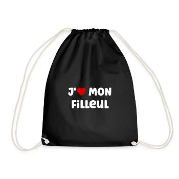 j'aime mon filleul - Sac de sport léger - noir - Devant