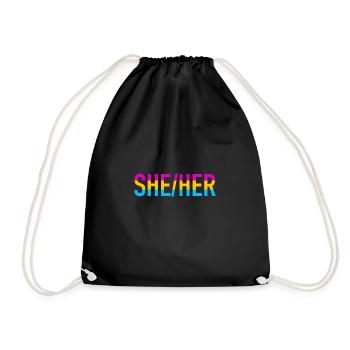She Her Pronomen Pan Pride Month LGBT Pansexuell - Turnbeutel - Schwarz - Vorne
