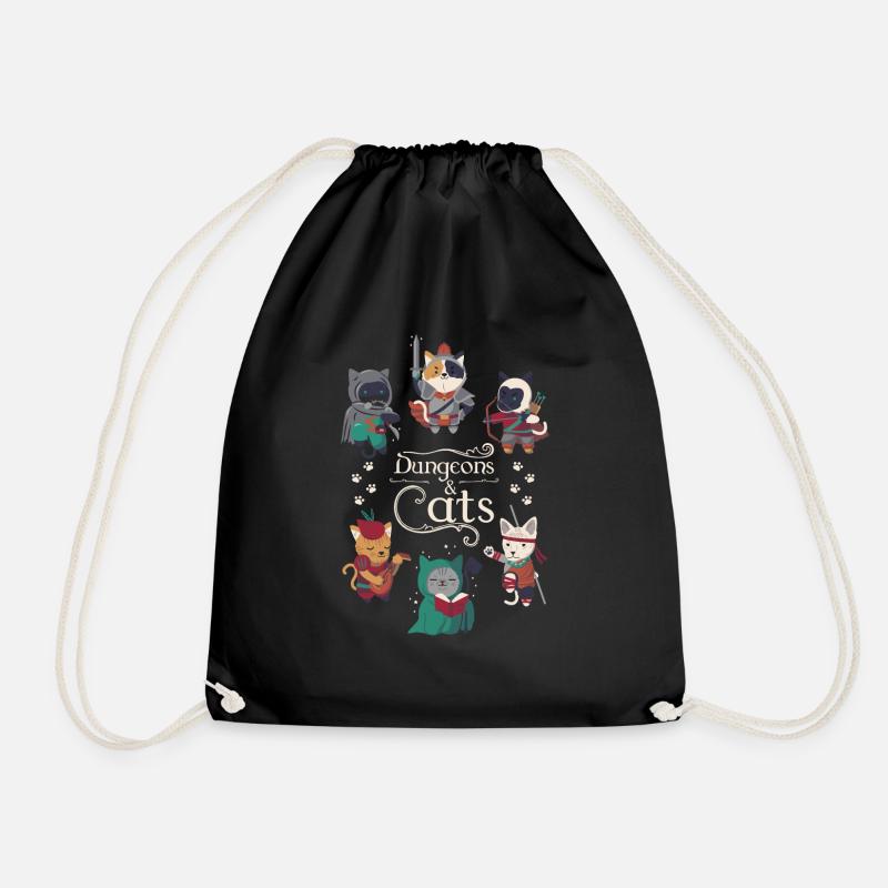 Dungeons and cats - Drawstring Bag - black
