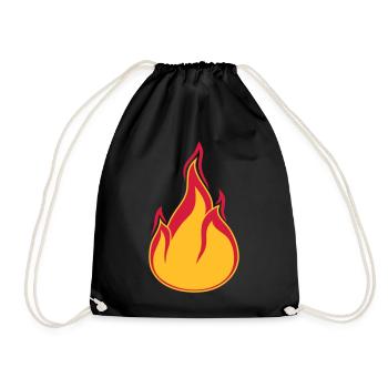feuer flamme heiss brennen verbrennen warm clipart - Turnbeutel - Schwarz - Vorne