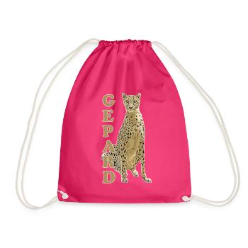 cheetah - Drawstring Bag - fuchsia - Front