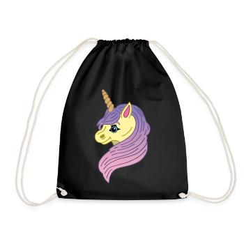Kawaii manga unicorn - Drawstring Bag - black - Front