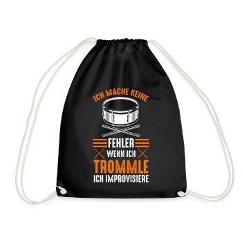 Trommel Drummer Musikschule Trommler Musik - Turnbeutel - Schwarz - Vorne