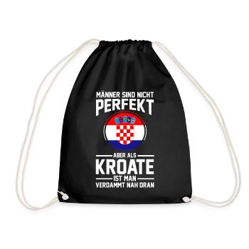 Kroatischer Mann Kroate Kroatin Kroaten Kroatien - Turnbeutel - Schwarz - Vorne
