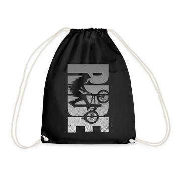 BMX Rider Ride Bicycle Retro - Drawstring Bag - black - Front