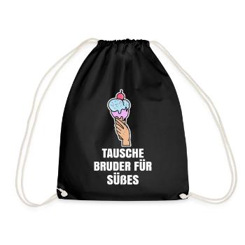 Eis Humorvoll Statement Süßigkeiten Nachspeise - Turnbeutel - Schwarz - Vorne