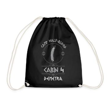 Cabin #4 in Camp Half Blood, Child of Demetra - Drawstring Bag - black - Front
