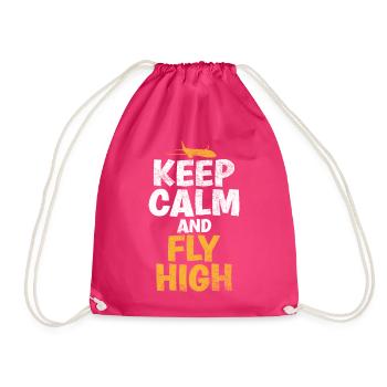 Keep Calm & Fly High Proverbe amusant du - Sac de sport léger - fuchsia - Devant