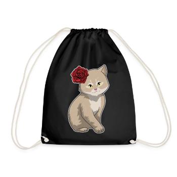 Cat Rose - Drawstring Bag - black - Front