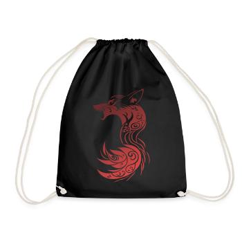 Roter Tribal Fantasy Fuchs - Turnbeutel - Schwarz - Vorne