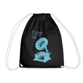 Music Gramophone Retro - Drawstring Bag - black - Front