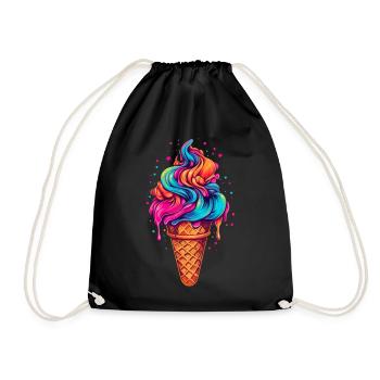 Retro Eiscream Eis Waffeleis für eine Eis - Turnbeutel - Schwarz - Vorne