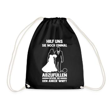 Braut Hochzeit Heiraten Junggesellenabschied - Turnbeutel - Schwarz - Vorne