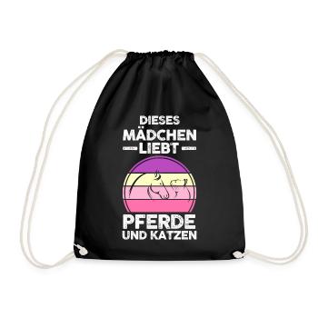 Pferde Pferdeliebhaber Katzenliebhaber Katzen - Turnbeutel - Schwarz - Vorne