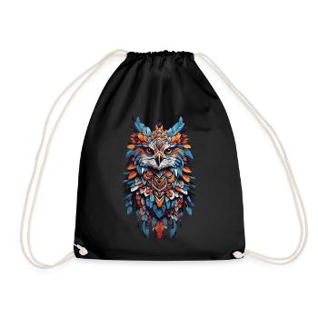 Spiritual Falcon Feather Mandala Bohemian Spirit - Drawstring Bag - black - Front
