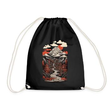 Japon Paysage Rétro Art Asiatique Splendeur - Sac de sport léger - noir - Devant