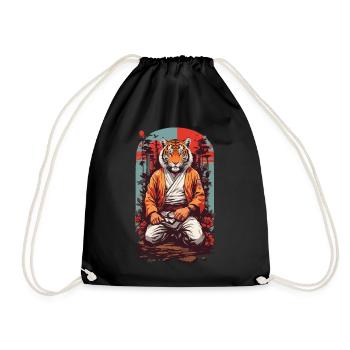 Tigre asiatique Karaté Arts martiaux Design rétro - Sac de sport léger - noir - Devant