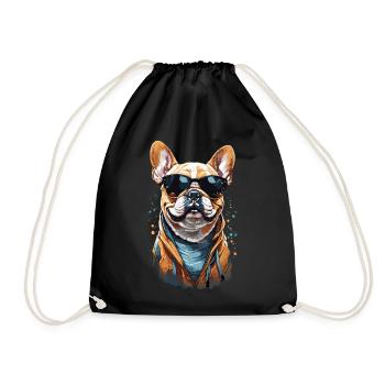 French Bulldog Dog with Style - Drawstring Bag - black - Front
