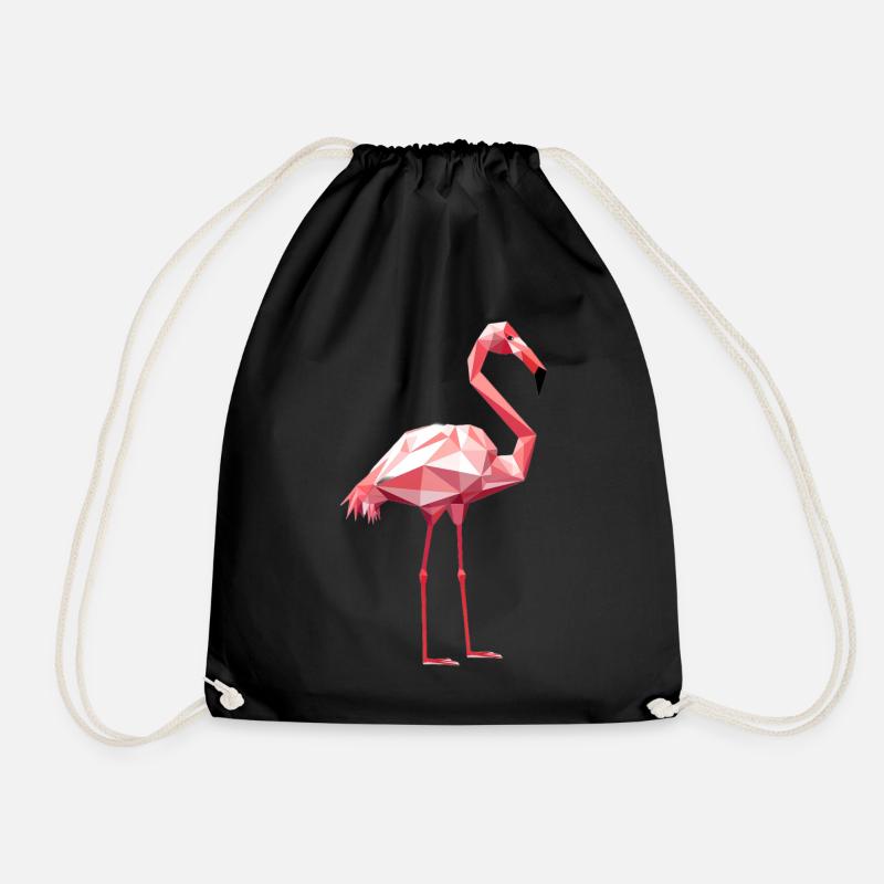 Flamingo in Geometric Style - Drawstring Bag - black