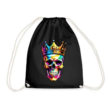 Bunter Totenkopf mit Krone - Turnbeutel - Schwarz - Vorne