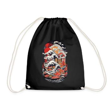 Meisterhafte Sushi Ukiyo-E Kanagawa Retro Kunst - Turnbeutel - Schwarz - Vorne