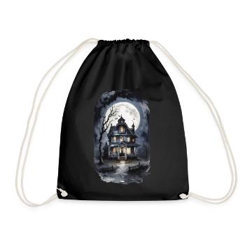 Creepy Geisterhaus Halloween Vintage Grusel - Turnbeutel - Schwarz - Vorne