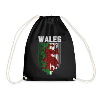 Flag of Wales, Welsh pride - Drawstring Bag - black - Front