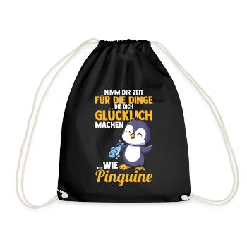 Pinguin - Turnbeutel - Schwarz - Vorne