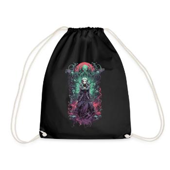 Gothic Aesthetic Underworld Anime witchcraft Girl - Drawstring Bag - black - Front