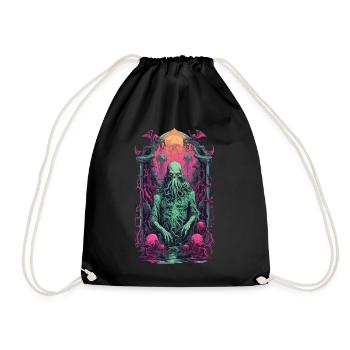 Cthulhu Gothic Vaporwave Halloween Design - Drawstring Bag - black - Front
