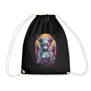 Occult Aesthetic Gothic Girl Underworld Design - Drawstring Bag - black - Front