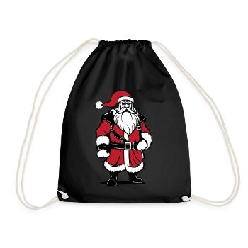Bad Santa Claus Viking Berserker Look Christmas - Drawstring Bag - black - Front