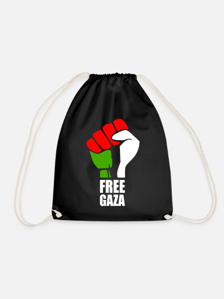 Free gaza - Drawstring Bag - black