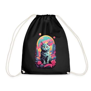 Magische Pastell Goth Katze mit Rosen Design - Turnbeutel - Schwarz - Vorne