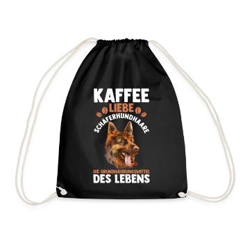 Kaffee Hund Deutscher Schäferhund - Turnbeutel - Schwarz - Vorne