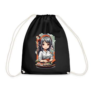 Kawaii Anime Sushi Master Manga Design - Sac de sport léger - noir - Devant