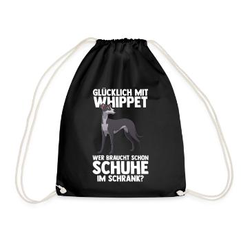 Hund Whippet - Turnbeutel - Schwarz - Vorne