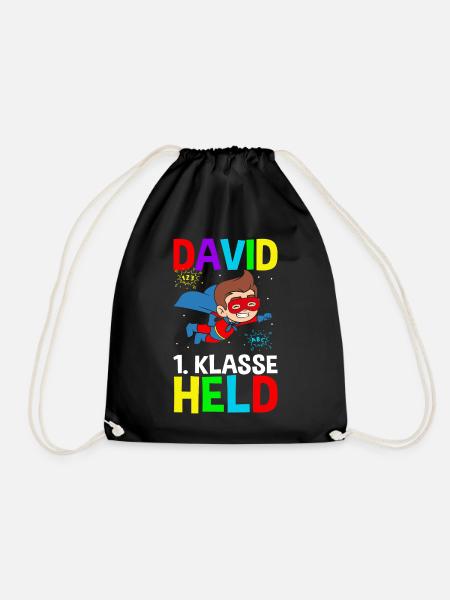 Schulkind David 1. Klasse Held - Turnbeutel - Schwarz